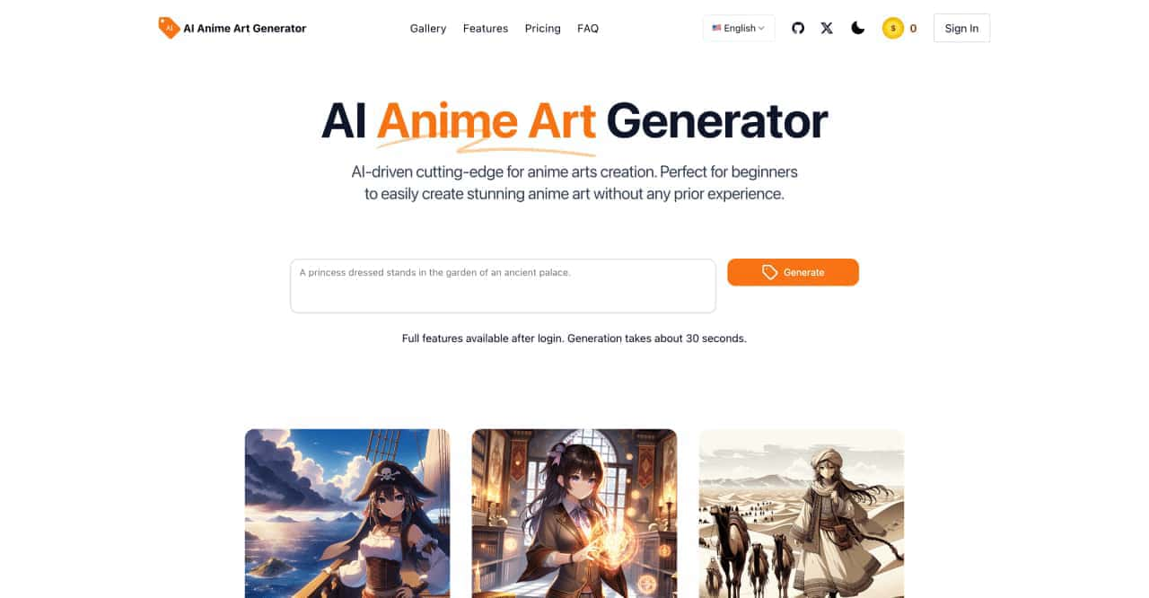 AI Anime Art Generator-AI Anime Art Generator | Create stunning anime art with the power of AI.-AllinAI.Tools